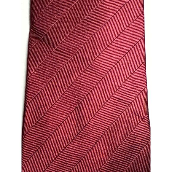 Tie Bar Herringbone Wish Burgundy Maroon Traditional Tie - Picture 4 of 5